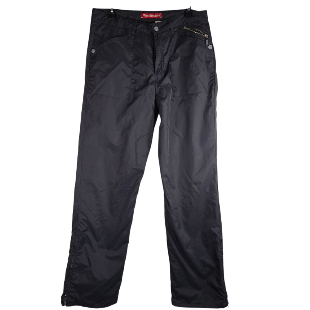 VTG Y2K Unionbay Nylon Pants Women's Size 13 Black Straight Leg Lined Utility